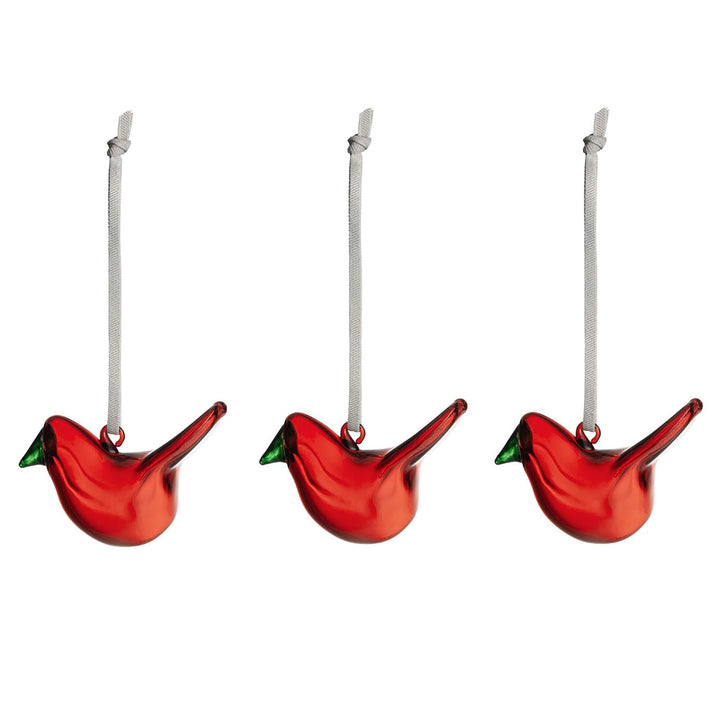 Iittala Mini- Glasvögel 3er Set, aus mundgeblasenem Glas, in der Farbe Rot, Grösse: 7,6 x 4,8 x 3,2c