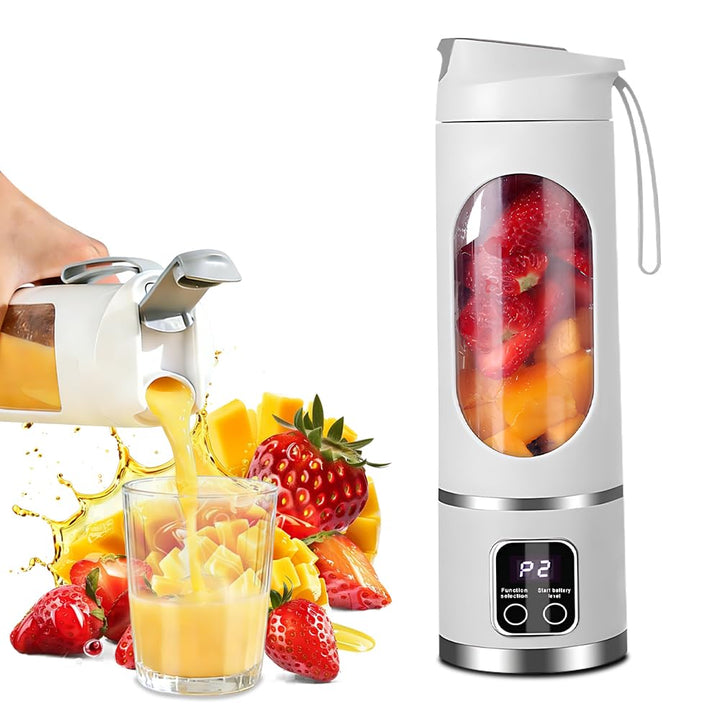 Tragbarer Mixer Smoothie Maker To Go, Pengrity 450 ML Portable Blender, mit LED Display, 12 Klingen,