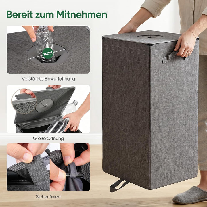 Sekey Pfandflaschen Sammelbehälter, 100L Pfandflaschen Behälter mit Deckel &amp; Einwurfloch, Abnehmbare