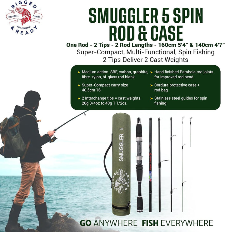 Smuggler Series Reise-Angelrute und Koffer (Smuggler 5,6,7 und Max) – Nano-Carbon-Angelrute für Spin
