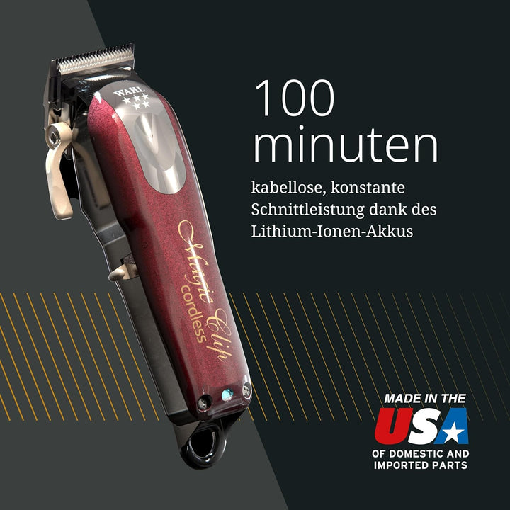 Wahl Cordless Magic Clip - Haarschneidemaschine für Blending, Rot, Cordless