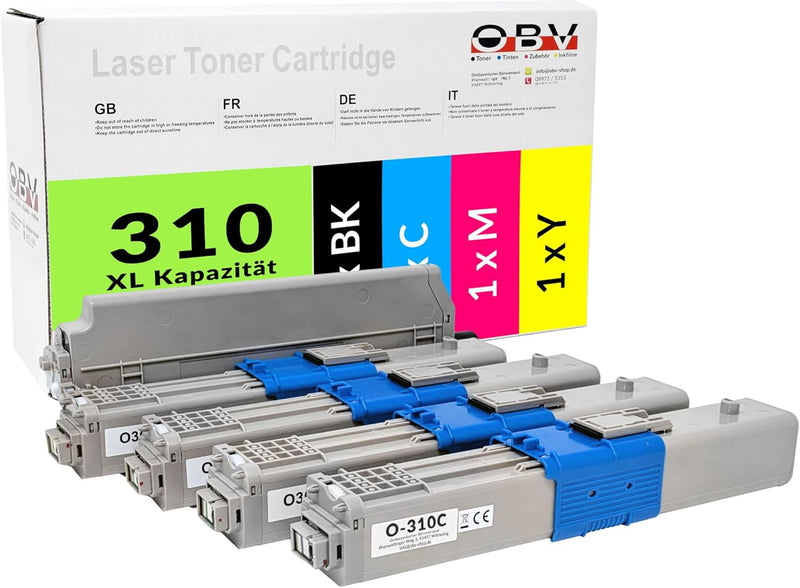 OBV 4x kompatibler Premium Toner für OKI C310 C330 C510 C511 C530 MC351MC351DN MC352DN MC361DN MC362