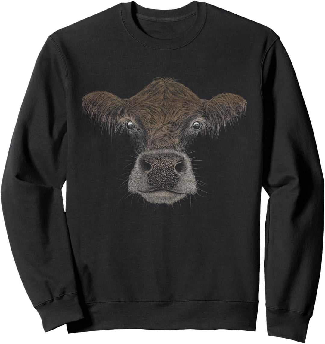 Funky Kuh Kunst Illustration | Grinsende Rinder Zeichnung Sweatshirt