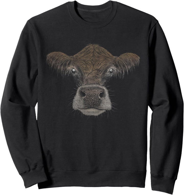 Funky Kuh Kunst Illustration | Grinsende Rinder Zeichnung Sweatshirt