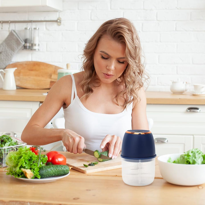 Tragbarer Mini-Zerkleinerer,Mixer Küche, Gemüsezerkleinerer Zwiebelschneider mit USB-Anschluss, Univ