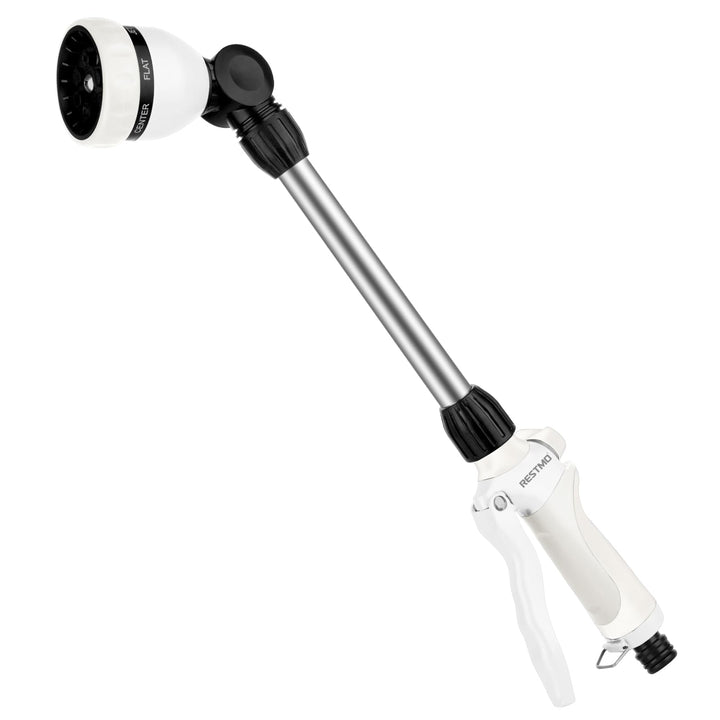 RESTMO Garten Giessstab Metall, 42cm Lang Gartenbrause mit Stiel, 180° schwenkbaren Kopf Stabbrause