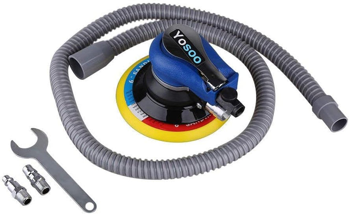 Exzenterschleifer 150mm, 10.000 U/min Druckluft Exzenterschleifer mit Staubfangbeutel & Absaugschlau