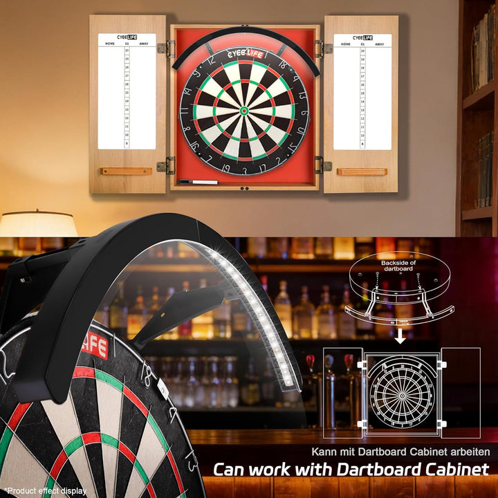 CyeeLife Dartscheiben LED Beleuchtungssystem für Steel und Soft Dartscheibe,2-teilig