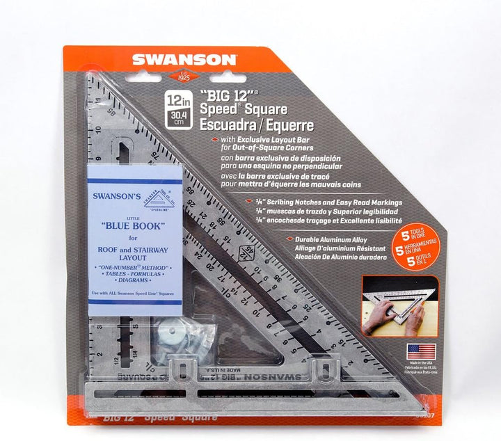 Swanson Tool S0101 7-Zoll Speed Square, 12" (inches) w/Layout Bar, Einfarbig, 1