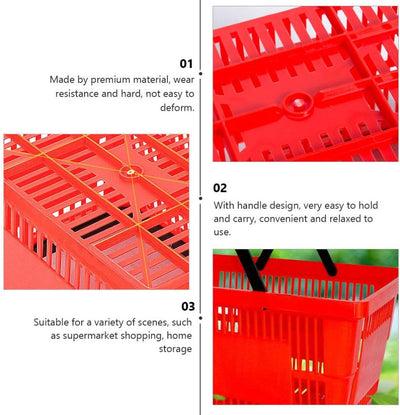 Cabilock 1stk Tragbarer Kunststoffkorb Rote Einkaufskörbe Einkaufskorb Aufbewahrungskörbe Für Speise
