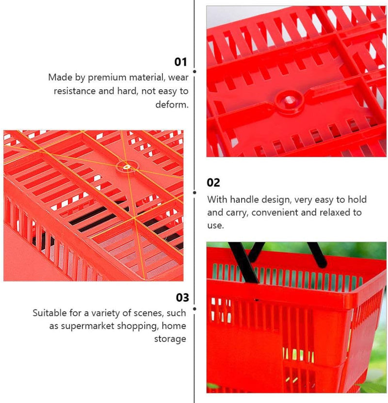 Cabilock 1stk Tragbarer Kunststoffkorb Rote Einkaufskörbe Einkaufskorb Aufbewahrungskörbe Für Speise