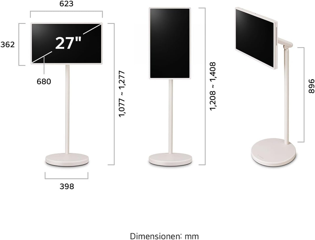 LG 27LX6TDGA TV (27 Zoll) Lifestyle TV StanbyME 2 (QHD Touchscreen, 60Hz, Integrierter Akku, Streami