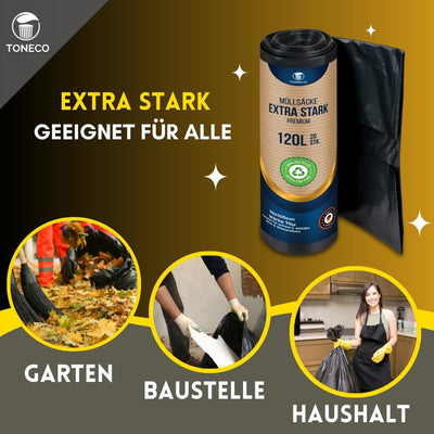 !!! Nirgendwo Günstiger !!! Profi Müllsäcke 120L EXTRA STARK - 70μ - 100% Recycelt - (20 bis 600 Säc