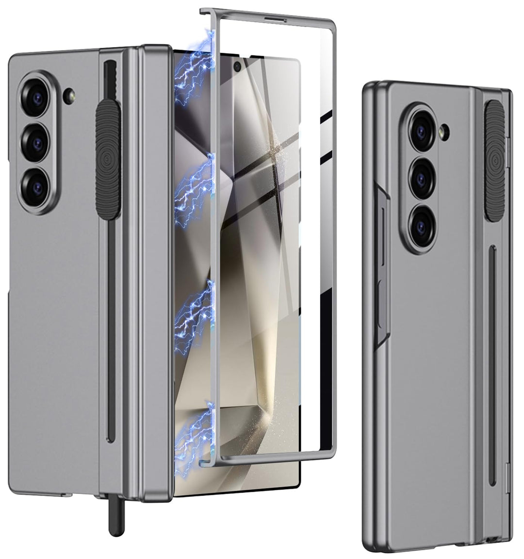 Miimall Kompatibel mit Samsung Galaxy Z Fold 6 Hülle mit S-Pen Slot+Scharnierschutz, HD Displayschut