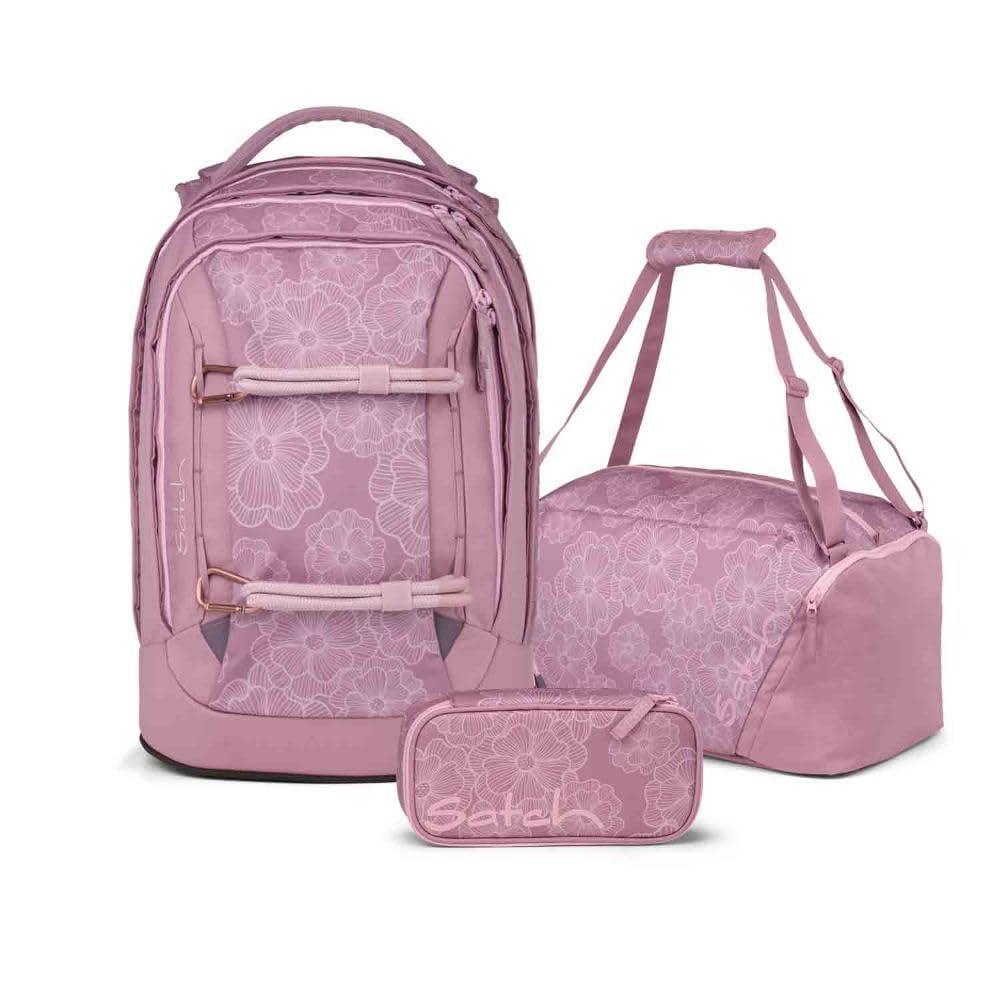 Satch Pack Schulrucksack Set 3tlg. inkl. Schlamperbox und Sporttasche (Magnolia Dream), Magnolia Dre