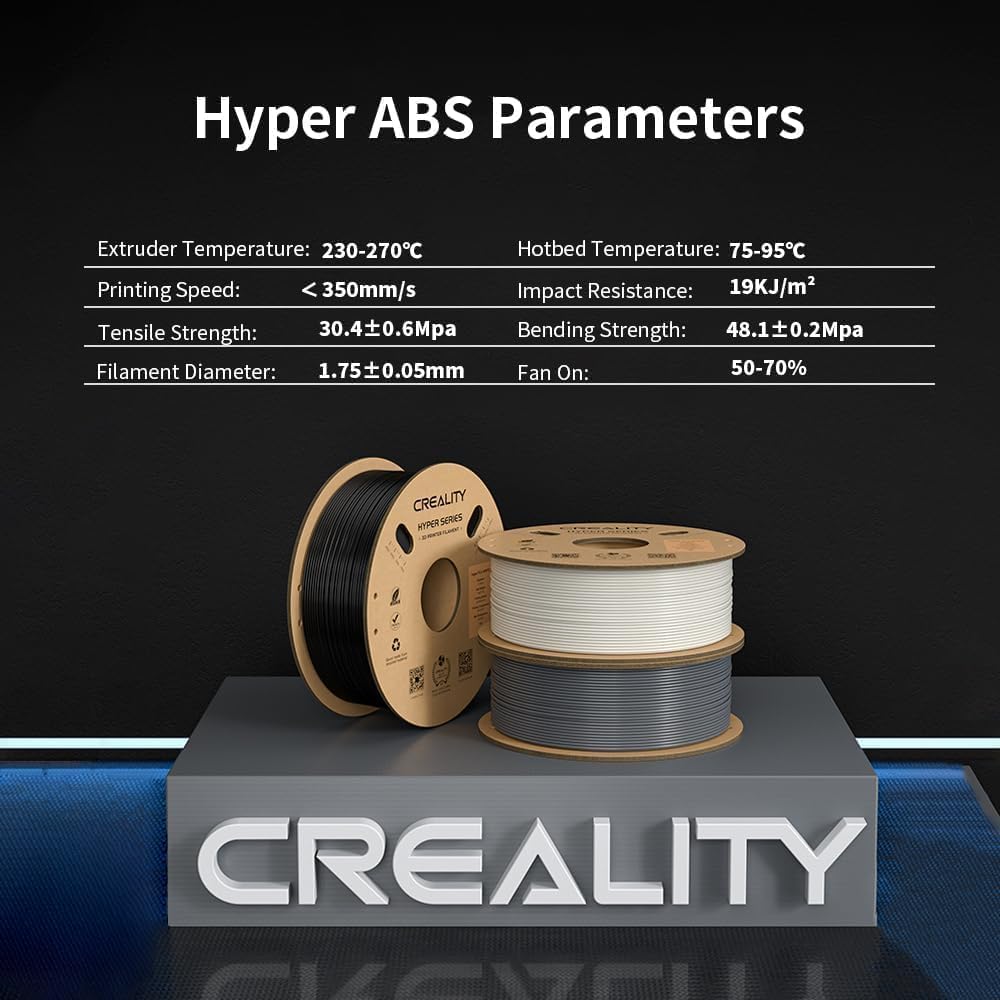 Creality Offizielles Hyper ABS Filament, Creality 3D Drucker Filament 1.75mm für Hochgeschwindigkeit