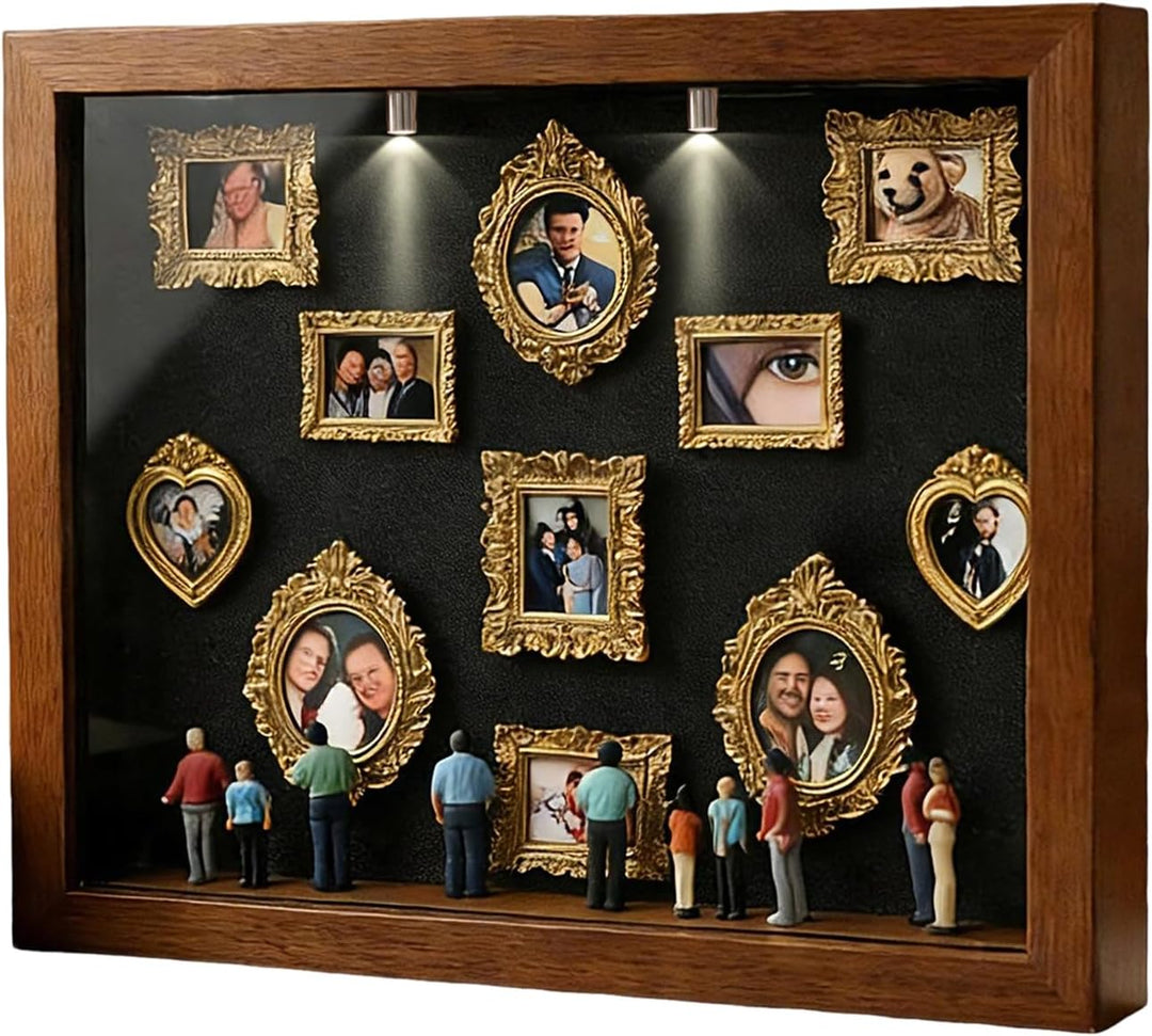 Mini Museum DIY, Mini Figuren Menschen Museum, Rahmen Figuren, Holz Fotorahmen Mit Licht, Für Jubilä