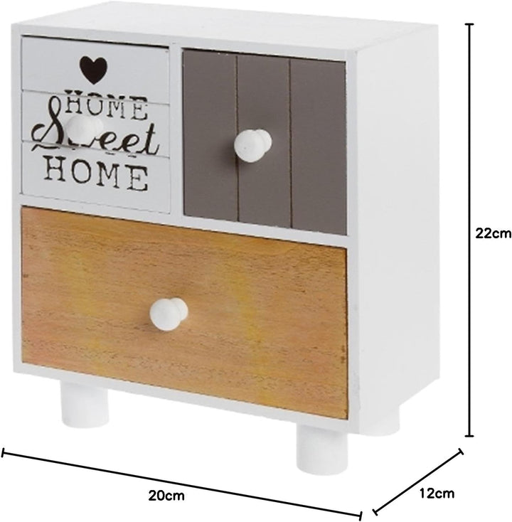 elbmöbel Schmuckkommode Shabby Home Sweet Home Schubladen Mini-Kommode (22x20x12), 22x20x12