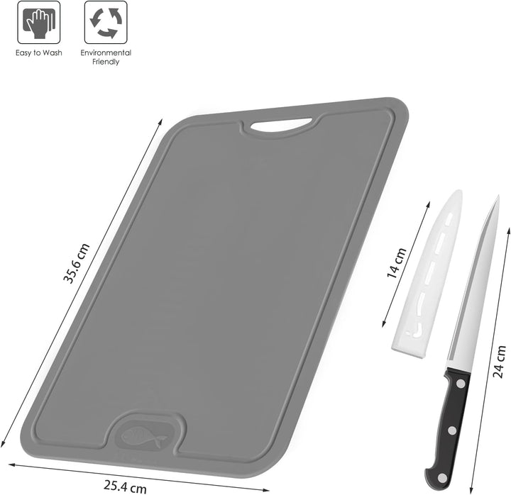 Gintan Flexibles TPU Schneidebrett, BPA-frei, mit Messer- und Saftrille, kratzfeste flexible Schneid