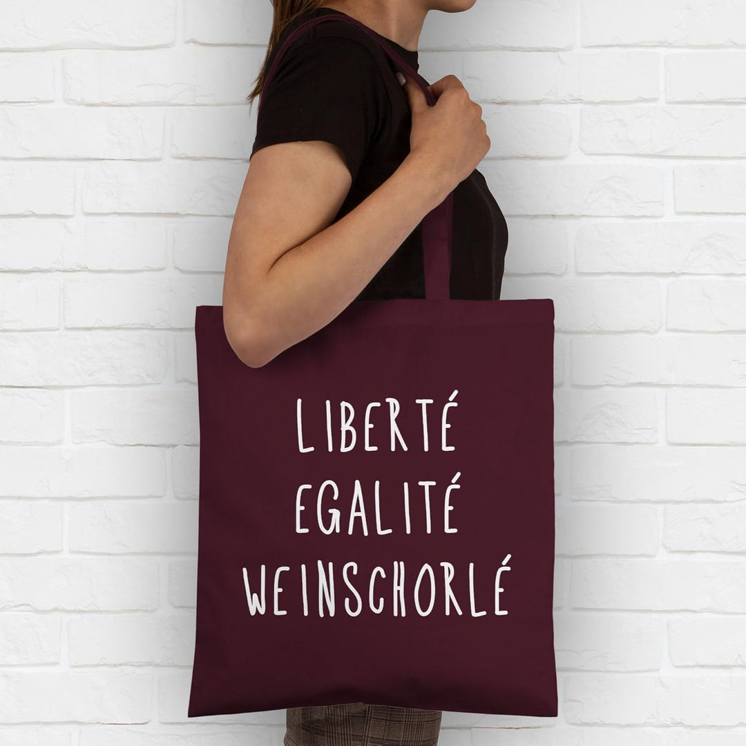 Shirtracer - Baumwolltasche - Sprüche Statement mit Spruch - Liberte Egalite Weinschorle 2 Bordeauxr