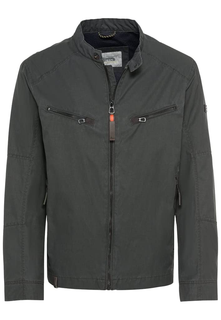 camel active Herren Biker Blouson mit Stehkragen 26 Dunkelgrau, 26 Dunkelgrau