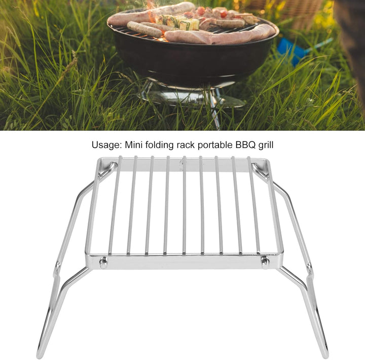 Klappbarer Grillgitter, Tragbarer Lagerfeuer Grill mit Aufbewahrungstasche, 16x16cm Edelstahl Holzko