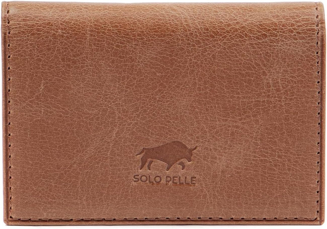 Solo Pelle Visitenkartenetui Leder - Platz für 50 Karten + Mini Geldbörse - 3 Fächer - Visitenkarten