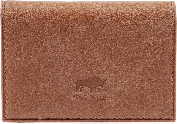 Solo Pelle Visitenkartenetui Leder - Platz für 50 Karten + Mini Geldbörse - 3 Fächer - Visitenkarten