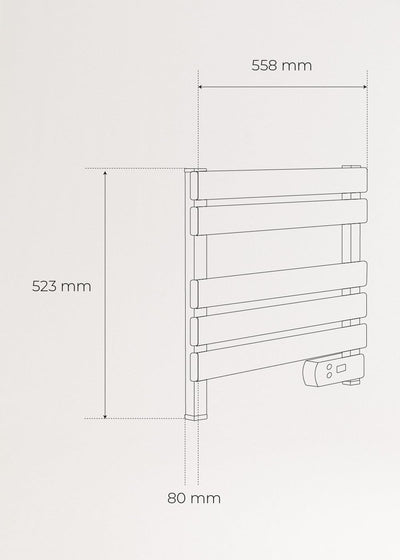 CREATE / WARM Towel Mini 150W / Elektrischer Badheizkörper Schwarz mit Regal / 52,3x8x55,8cm, mit di