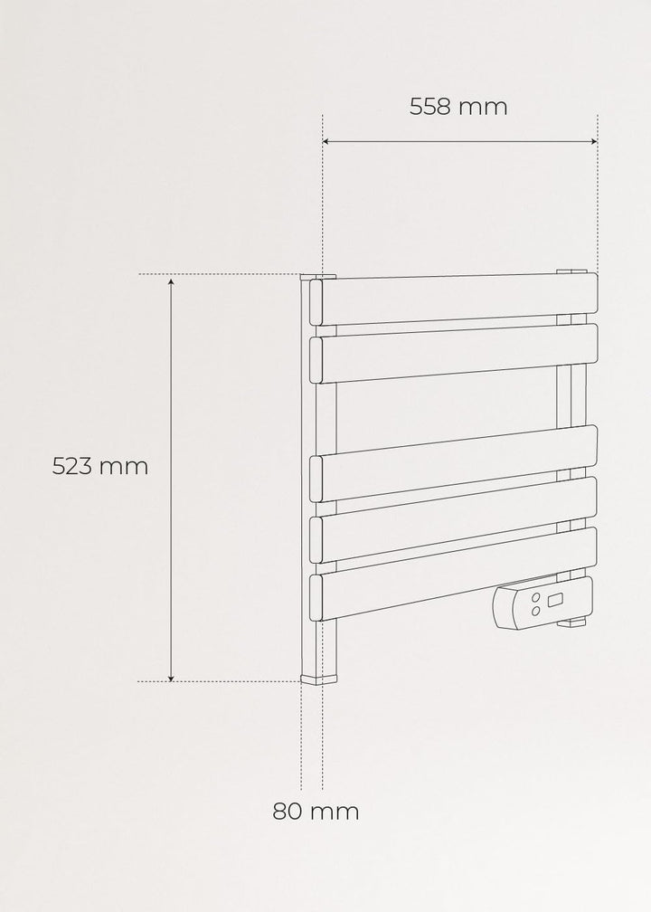 CREATE / WARM Towel Mini/Elektrischer Badheizkörper Cremeweiss mit Regal / 52,3x8x55,8cm / Leise, ge