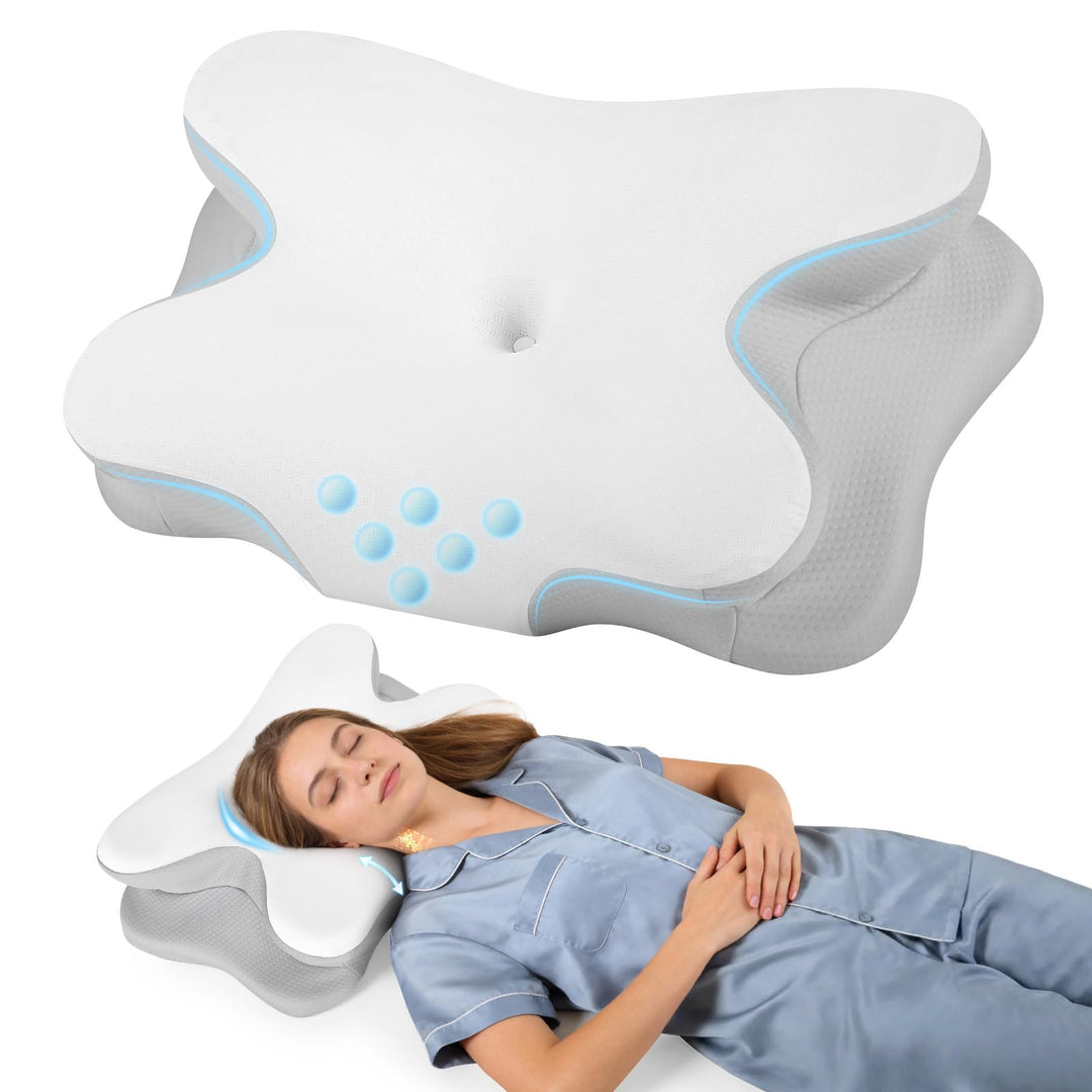 Nackenkissen - Orthopädisches Kopfkissen aus Memory Foam - Ergonomisches Kopfkissen gegen Nackenschm