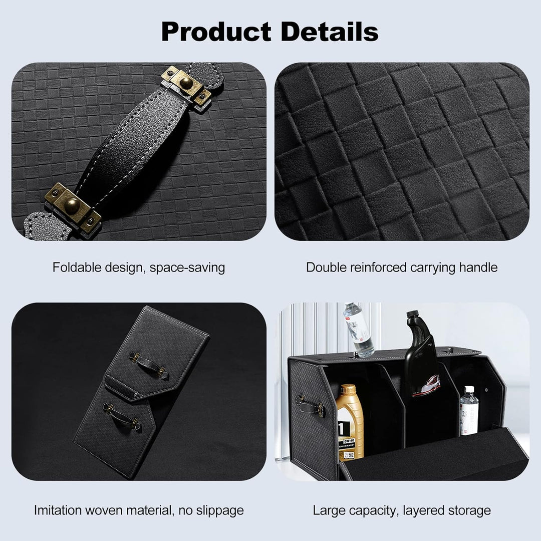 Ergocar Kofferraum Organizer, Faux Gewebtes Wildleder Autotasche Auto Kofferraum Box, Zusammenklappb
