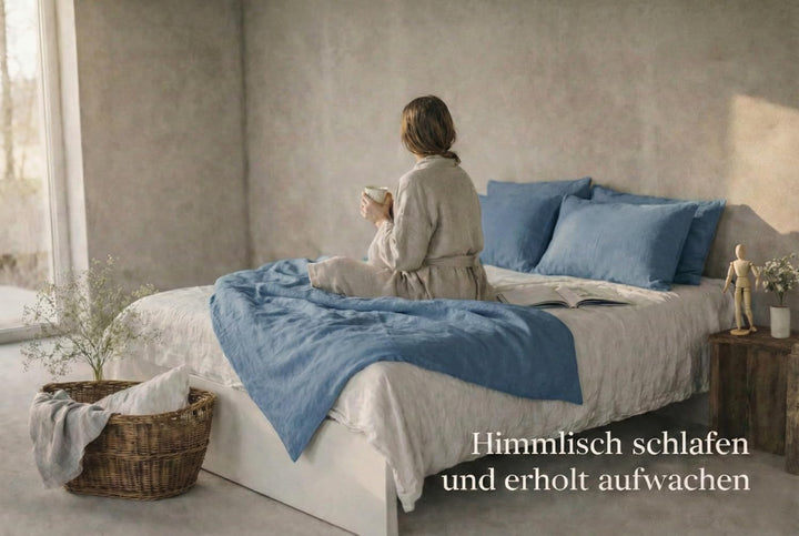 Ger3as Leinen Bettwäsche Set 100% Natur Leinen Stonewashed, Naturfaser Leinen, mit Hotelverschluss (