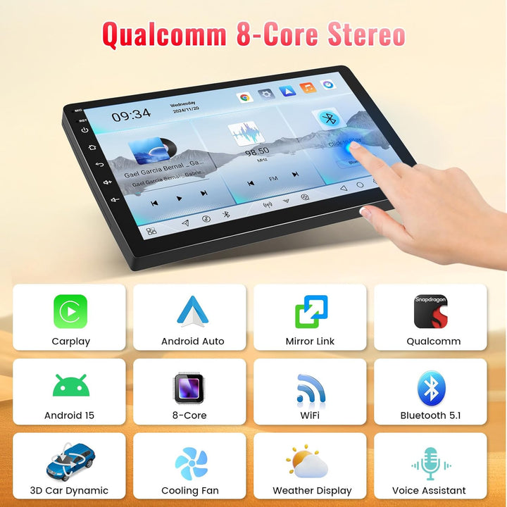 Hikity Qualcomm Snapdragon 8-Core 4+64G Android 15 Autoradio für Citroen Berlingo B9/Peugeot Partner