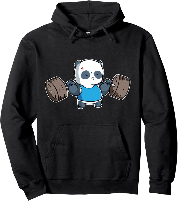 Panda Bär Gym Workout Bein Training Squats Kniebeuge Fitness Pullover Hoodie