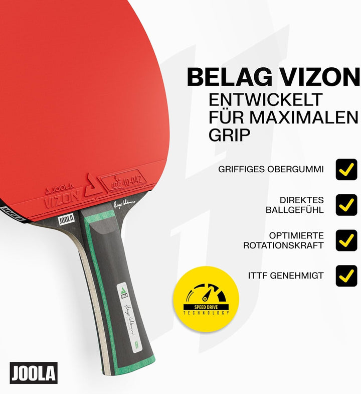 JOOLA Hugo Calderano Edge Tischtennis Set - 2 Tischtennisschläger + 3 Tischtennisbälle + Tischtennis