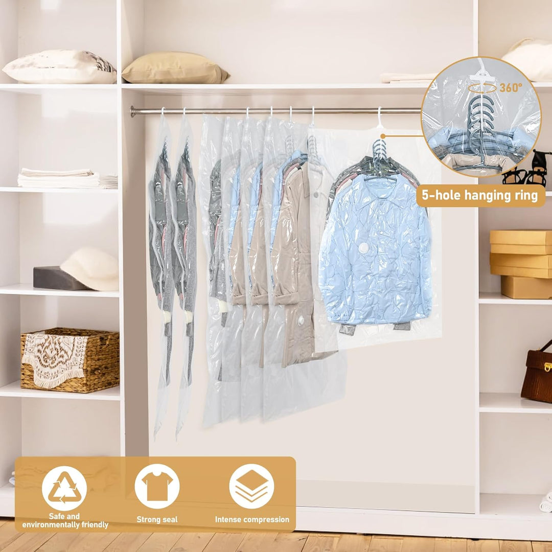 Vakuumbeutel zum Aufhängen, platzsparend, 4 Stück, für Kleidung, Anzüge, Kleider, Mäntel oder Jacken