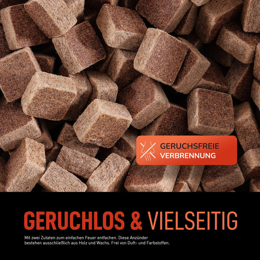 Flammingo® Ökologische Anzündwürfel, braun - ca. 875 Stk, 7 kg Karton - Brenndauer ca. 12 min pro Wü