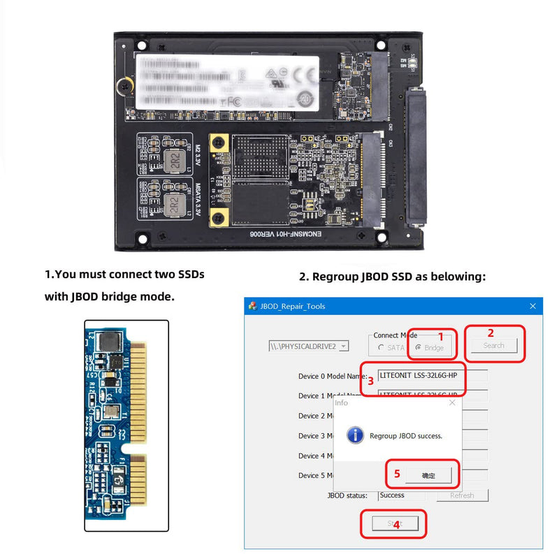 chenyang MSATA ＆ M.2 NGFF SATA SSD auf 2.5" SATA JBOD Raid0 Span Bridge HDD Disk Drive Gehäuse NGFF