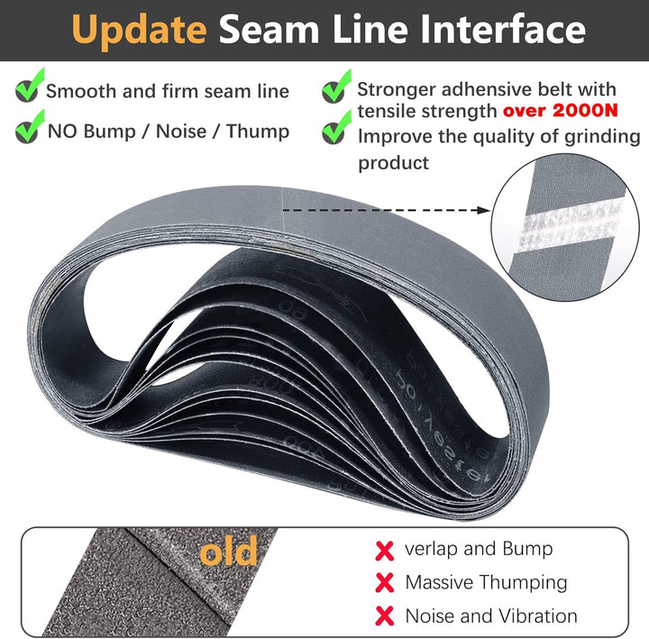 Schleifbänder 50 x 686mm- 12 Stück 2 X 60/120/240/400/600/800 Grit Siliziumkarbid-Schleifbänder zum