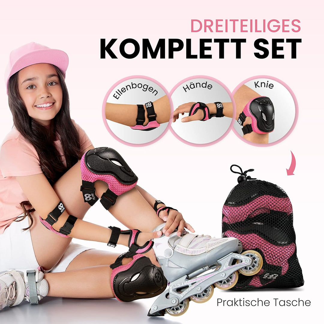 99FLIPS Knieschoner Kinder Set [6er] GS-Zertifiziert vom TÜV Rheinland - Ellenbogen und Handschoner