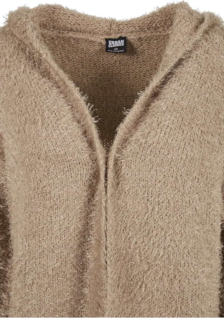 Urban Classics Damen Strickjacke Ladies Hooded Feather Cardigan, knielange Jacke für Frauen in 5 Far