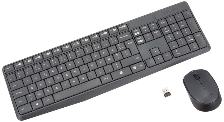 Logitech MK235 Kabelloses Set mit Tastatur und Maus für Windows, Französisches AZERTY-Layout - Grau