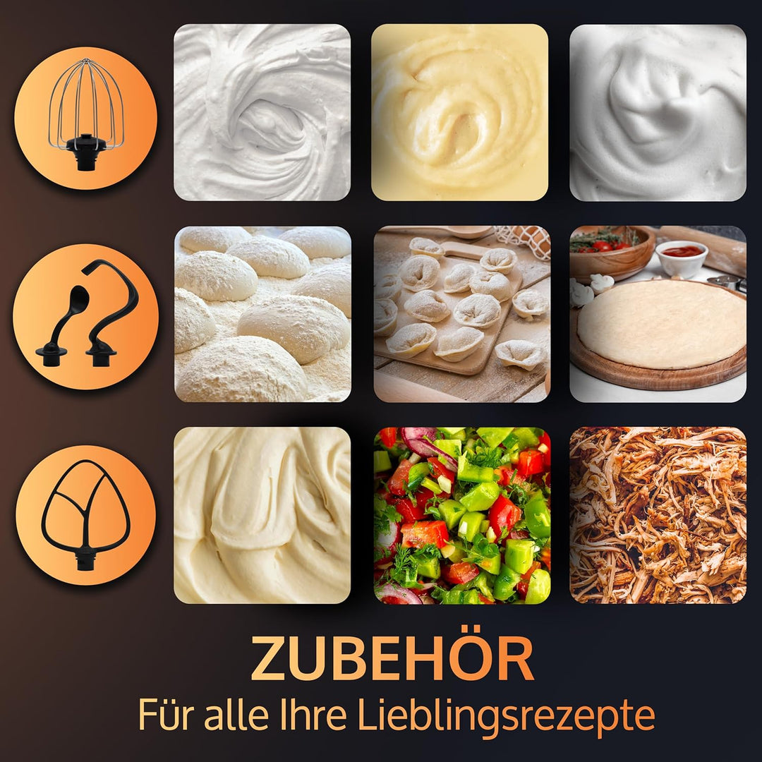 JAP Küchenmaschine MasterMix - Knetmaschine - 3in1 Food Processor - Rührgerät - Teigmaschine - mit e