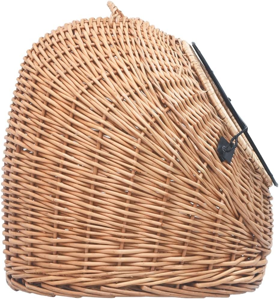 vidaXL Katzen Transportkorb Natürliche Weide Katzenbox Katzenkorb Transportbox 60 x 45 x 45 cm Gelb,