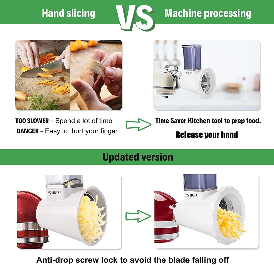 Gemüseschneider für Kitchenaid Zubehör, Slicer Shredder Aufsätze für Kitchenaid Mixer, Zerkleinerer-