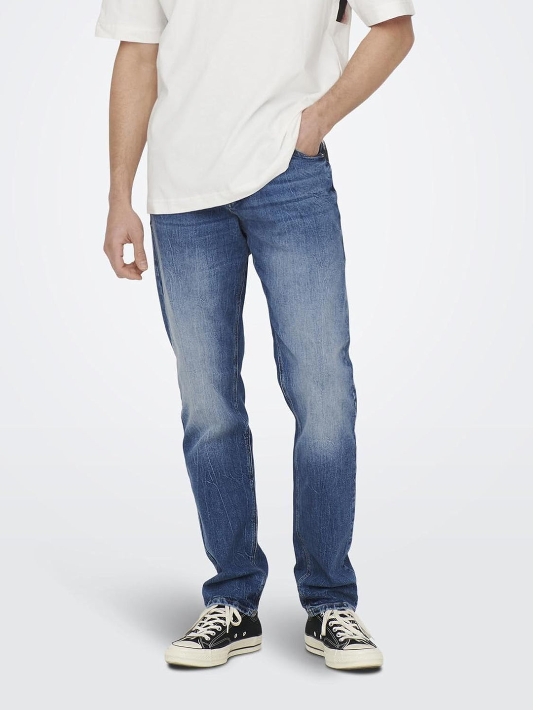 ONLY & SONS Herren Jeans ONSAVI Comfort 4934 - Relaxed Fit - Light Blue Denim 29W / 32L Dark Medium