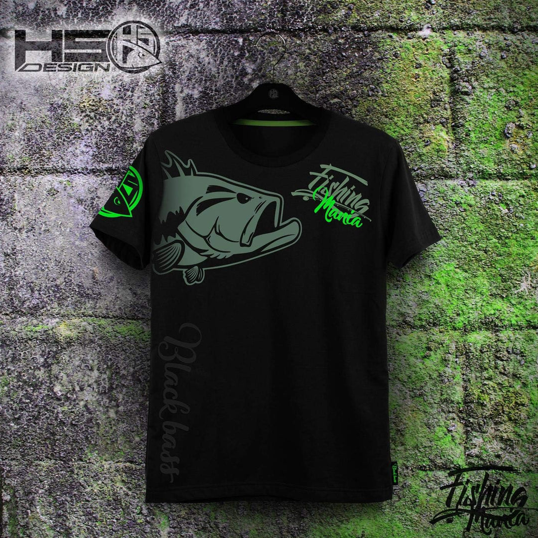 T Shirt Bass Mania, Schwarz, Angler T-Shirt, M