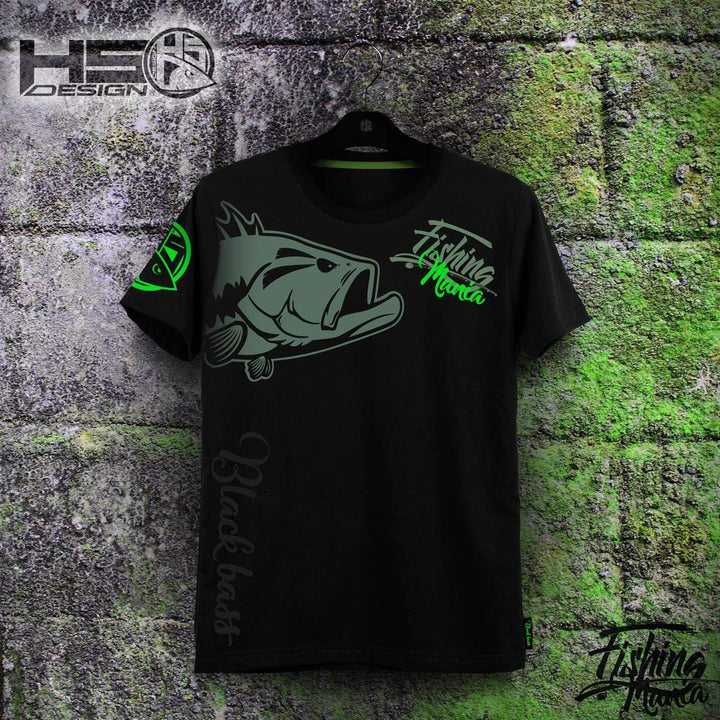 T Shirt Bass Mania, Schwarz, Angler T-Shirt, M