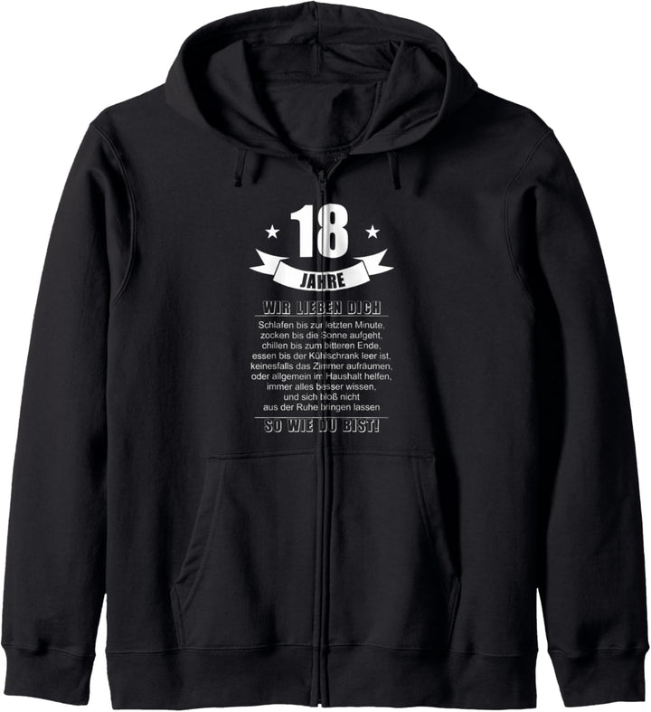 18 Jahre Geburtstag Lustig Herren Junge Sohn 18 Geburtstag Kapuzenjacke